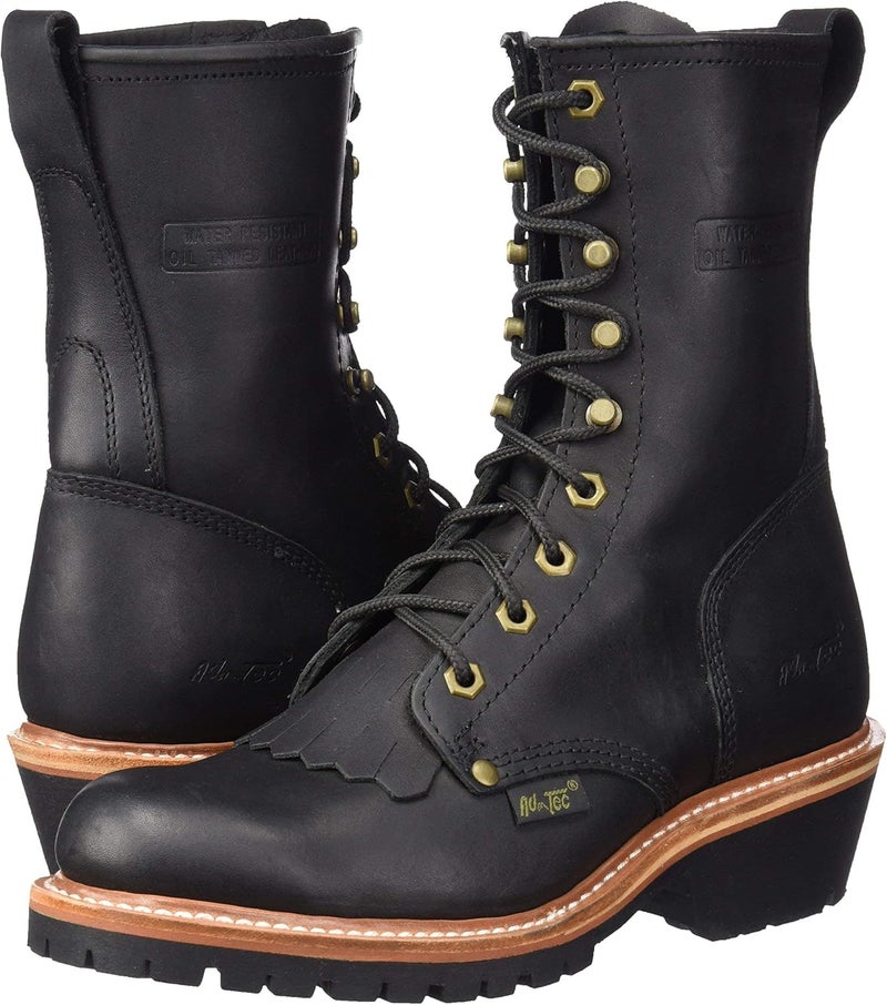 Ad Tec Store Mens 10in Fireman Logger Certified Work Boots, Black - Full Grain Oiled Leather, Non Slip Rubber Outsole & Fire Resistant Footwear - Image 5